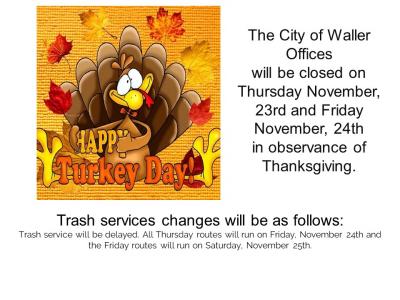 Thanksgiving Holiday and Trash Service Update